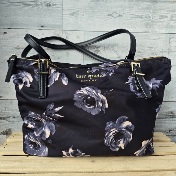 kate spade Handbags - Kate Spade New York Watson Lane Small Maya Tote Bag Night Rose Floral Pattern